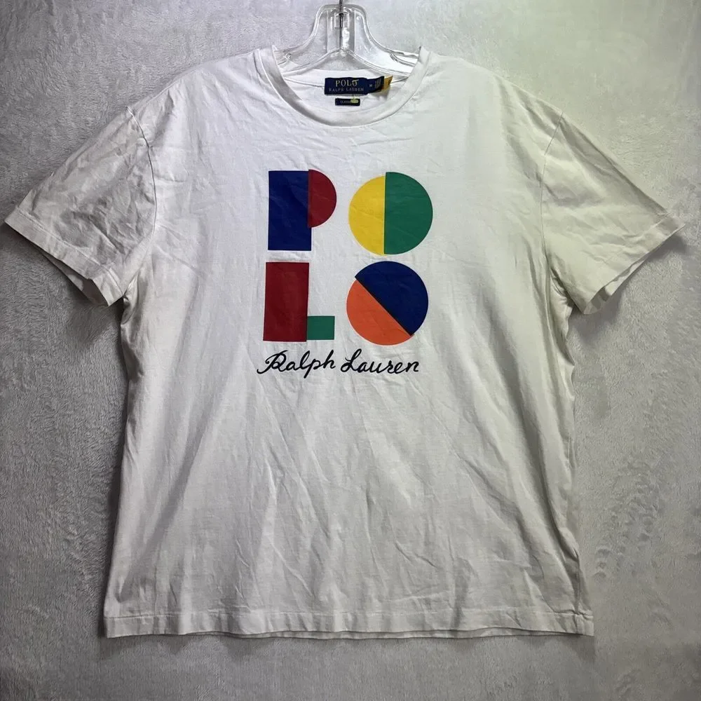 POLO RALPH LAUREN Men's White Classic Fit Graphic Logo Jersey T-Shirt M